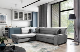 Coltar extensibil stanga 4 locuri ELTAP, BR52, Bergen, 247x214x83 cm, lemn/poliester, gri
