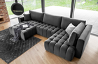 Coltar extensibil stanga 6 locuri ELTAP, LT-06NU, Bonito, 350x175x92 cm, lemn/poliester, gri inchis