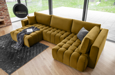 Coltar extensibil stanga 6 locuri ELTAP, LT-45LO, Bonito, 350x175x92 cm, lemn/poliester, mustar