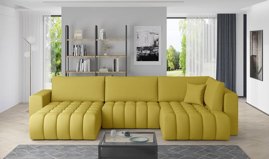Coltar extensibil stanga 6 locuri ELTAP, LT-45SA, Bonito, 350x175x92 cm, lemn/poliester, galben