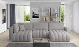 Coltar extensibil dreapta 6 locuri ELTAP, RT-03NU, Bonito, 350x175x92 cm, lemn/poliester, gri deschis
