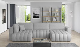 Coltar extensibil dreapta 6 locuri ELTAP, RT-04BO, Bonito, 350x175x92 cm, lemn/poliester, gri deschis