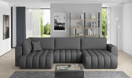 Coltar extensibil dreapta 6 locuri ELTAP, RT-05FL, Bonito, 350x175x92 cm, lemn/poliester, gri inchis
