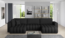 Coltar extensibil dreapta 6 locuri ELTAP, RT-11SOF, Bonito, 350x175x92 cm, lemn/poliester, negru