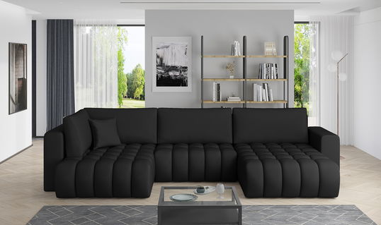 Coltar extensibil dreapta 6 locuri ELTAP, RT-11SOF, Bonito, 350x175x92 cm, lemn/poliester, negru
