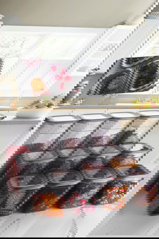 Set recipiente depozitare, Kosova, 430KSV1525, Plastic , Dimensiune: 12 x 16,5 x 27,5 cm / 3200 ml (4 bucăți), Antracit