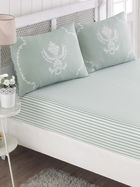 Set de pat dublu (cearceaf cu elastic si perne) 3 piese, Pure - Mint, EnLora Home, 65% bumbac/35% poliester
