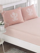 Set de pat dublu (cearceaf cu elastic si perne) 3 piese, Pure - Powder, EnLora Home, 65% bumbac/35% poliester