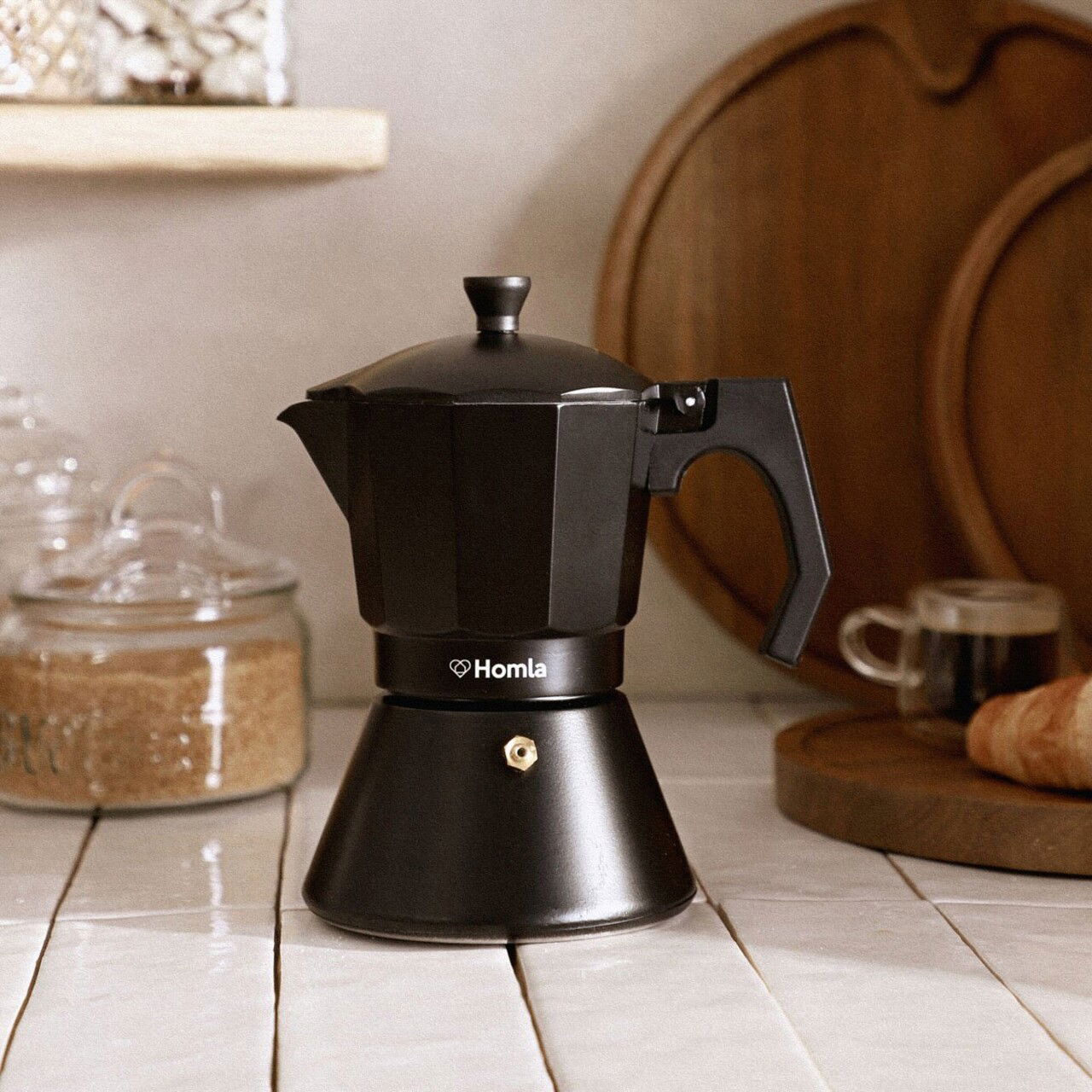 Filtru cafea Mia, Homla, 12x18 cm, 6 cesti, aluminiu, negru
