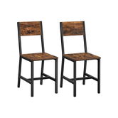 Set 2 scaune de bucatarie, Vasagle, 36x46.6x87.1 cm, PAL/otel, maro/negru