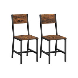 Set 2 scaune de bucatarie, Vasagle, 36x46.6x87.1 cm, PAL/otel, maro/negru