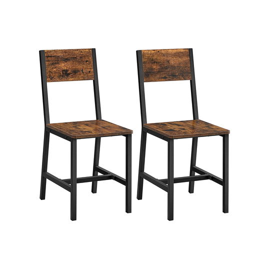 Set 2 scaune de bucatarie, Vasagle, 36x46.6x87.1 cm, PAL/otel, maro/negru