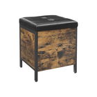 Taburet cu spatiu pentru depozitare, Vasagle, Industrial Style, 40x40x50 cm, PAL/piele ecologica, maro/negru