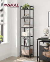 Biblioteca cu 6 rafturi, Narrow, Vasagle, 40x30x187.5 cm, PAL/otel, negru