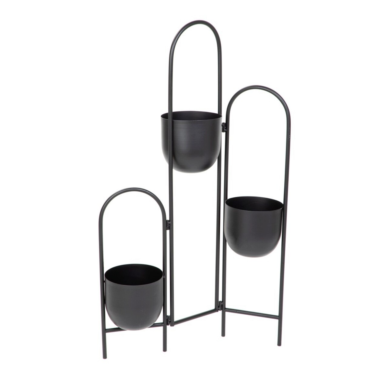 Suport pentru 3 ghivece Floero, Homla, 49x14x80 cm, metal, negru