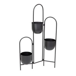 Suport pentru 3 ghivece Floero, Homla, 49x14x80 cm, metal, negru