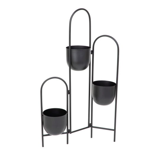 Suport pentru 3 ghivece Floero, Homla, 49x14x80 cm, metal, negru