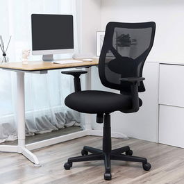 Scaun de birou, Songmics, ergonimic, suport lombar reglabi, sezut cu arcuri, max 120 kg, negru