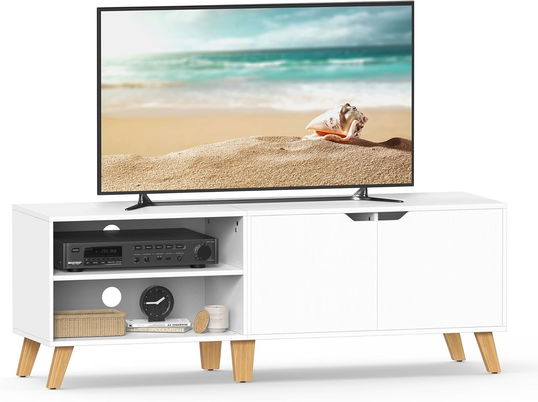 Comoda TV, Vasagle, 140x40x45 cm, TV pana la 65 inch, PAL, alb