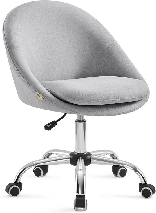Scaun de birou, Homeoffice, Songmics, 60x60x90 cm, max 110 kg, otel/bumbac/in, gri