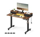 Birou reglabil pe inaltime cu suport monitor si iluminare LED, Songmics, 120x60x72-120 cm, PAL/otel, negru/maro