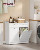 Dulap de baie cu 2 cusuri de rufe integrate, Vasagle, 78.9x40x80 cm, MDF/poliester, alb cloud