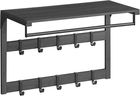 Cuier de perete cu 10 agatatori, Vasagle, 66x30x42 cm, PAL/otel, gri carbune/negru