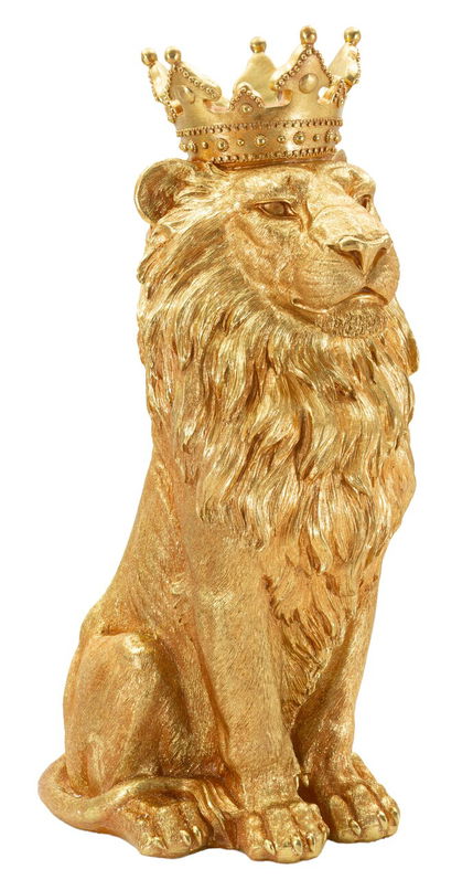 Figurina /sculptura decorativa King Leon, Mauro Ferretti, 30x42x74 cm, polirasina, auriu