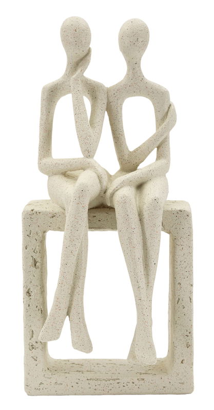 Figurina /sculptura decorativa Stons Couple, Mauro Ferretti, 11.5x9x25 cm, polirasina, crem