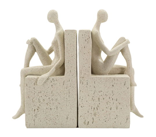 Set 2 suporturi pentru carti Stons Book , Mauro Ferretti, 24x10x20.5 cm, polirasina, crem