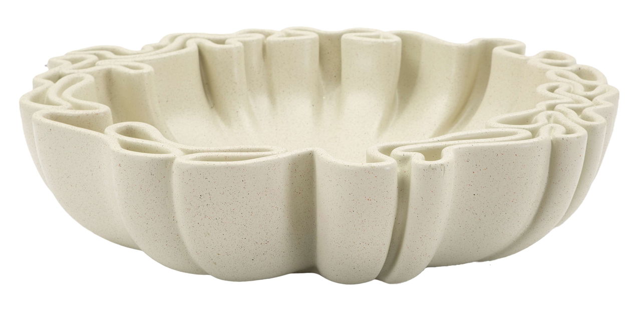 Vas decorativ Stons, Mauro Ferretti, 40.5x38.5x9.5 cm, polirasina, crem