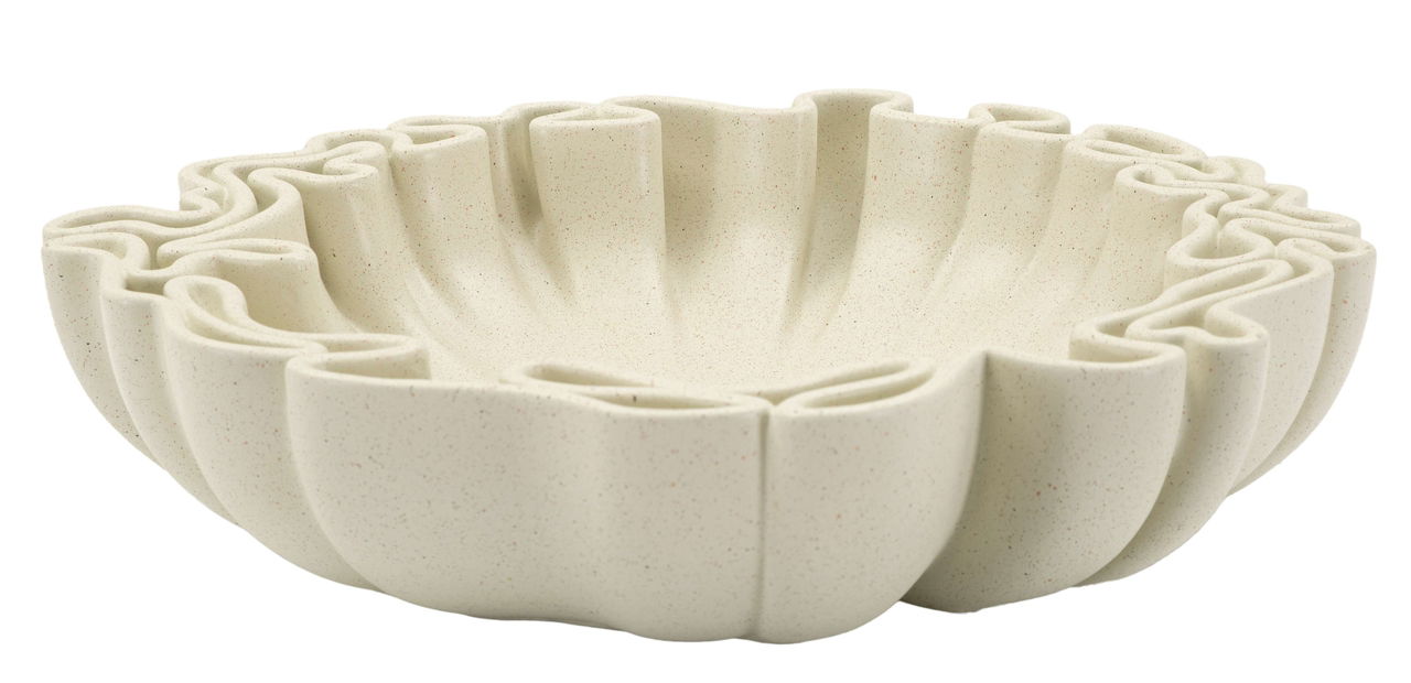 Vas decorativ Stons, Mauro Ferretti, 30.5x29x7.5 cm, polirasina, crem