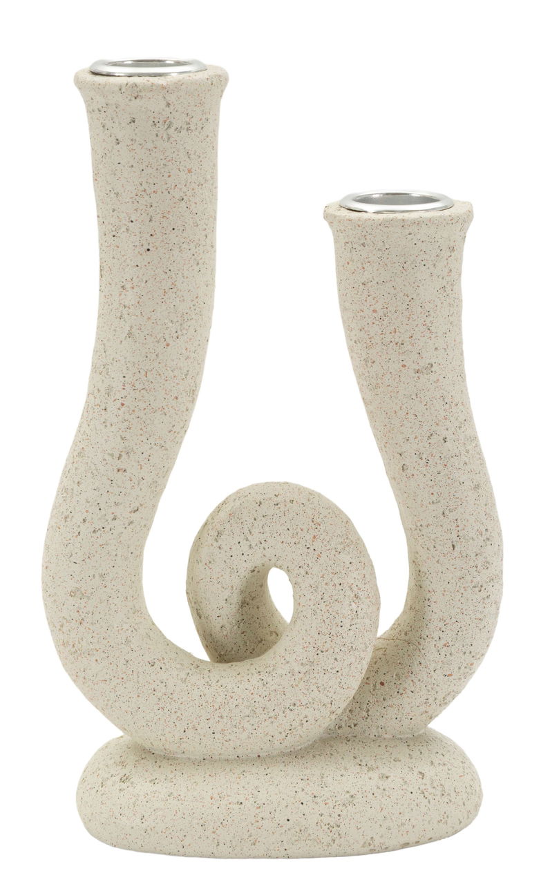 Suport lumanare Stons, Mauro Ferretti, 12x7x20 cm, polirasina, crem