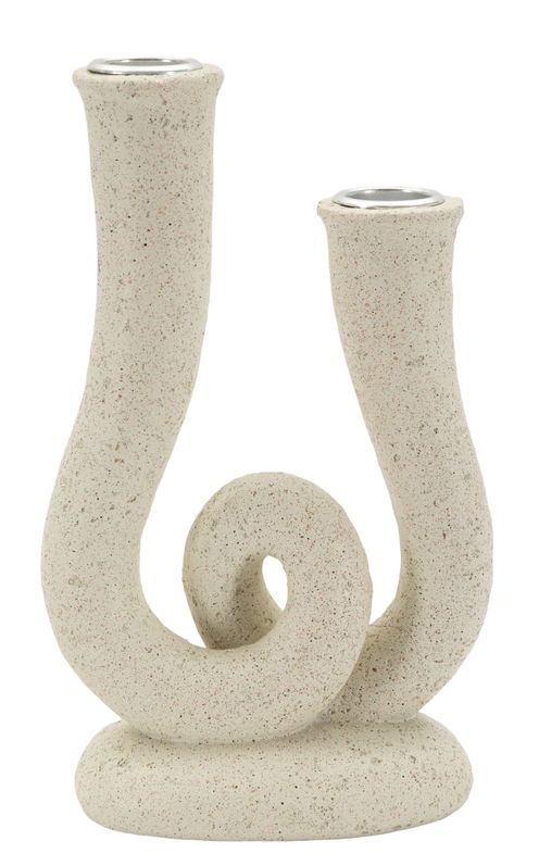 Suport lumanare Stons, Mauro Ferretti, 12x7x20 cm, polirasina, crem
