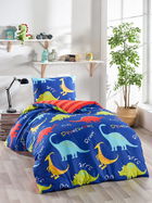 Lenjerie de pat pentru o persoana 2 piese, Dinazorus, EnLora Home, 65% bumbac/35% poliester