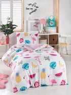 Lenjerie de pat pentru o persoana 2 piese, Kokteyl, EnLora Home, 65% bumbac/35% poliester