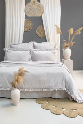 Set cuvertura de pat dubla 3 piese, Fiorella - Light Grey, Şaheser, 70% bumbac/30% poliester