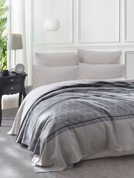 Cuvertura pique Single, Creative - Grey, EnLora Home, Bumbac