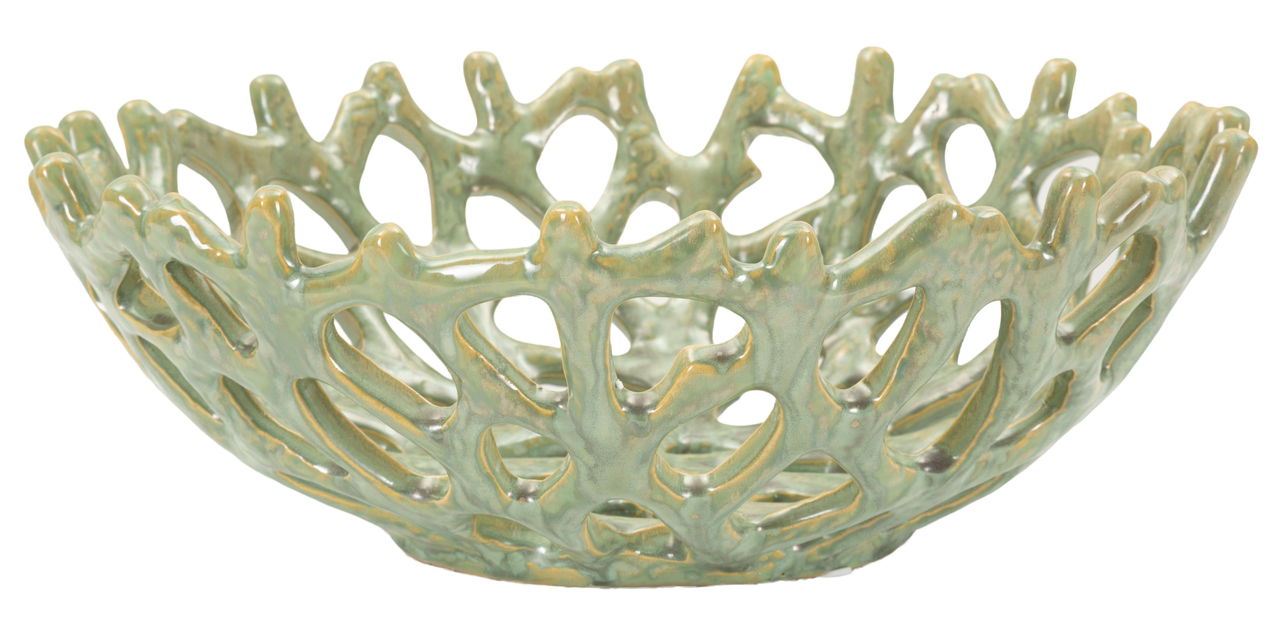 Vas decorativ Coral, Mauro Ferretti, 35x13 cm, ceramica, verde