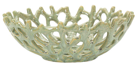 Vas decorativ Coral, Mauro Ferretti, 35x13 cm, ceramica, verde
