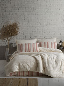Lenjerie de pat dubla, Jade - Tile Red, Şaheser, Bumbac
