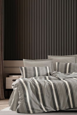 Lenjerie de pat dubla, Dakar - Black, EnLora Home, 70% bumbac/30% poliester