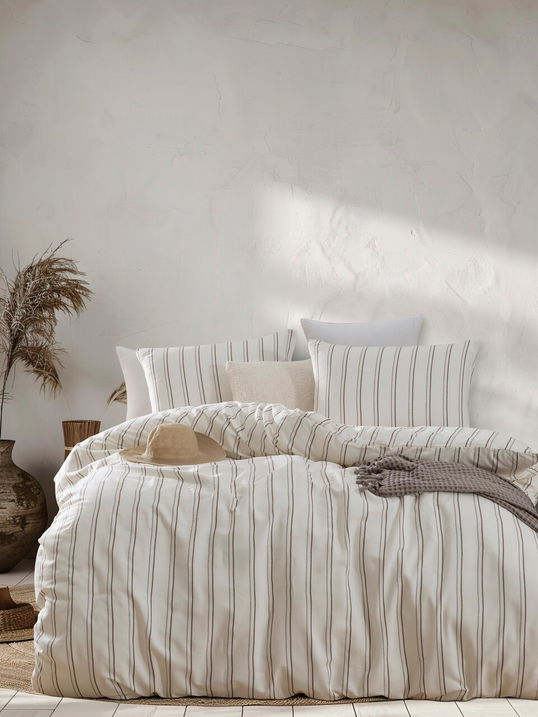 Lenjerie de pat dubla, Hamilton - Beige, EnLora Home, 70% bumbac/30% poliester