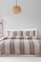 Lenjerie de pat dubla, Lima - Brown, EnLora Home, 70% bumbac/30% poliester