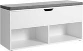 Bancheta cu spatiu de depozitare si pantofar, Vasagle, max 200 kg, 100x30x48 cm, PAL, alb