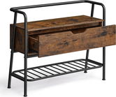 Bancheta cu spatiu de depozitare si pantofar, Vasagle, Industrial Style, max 136 kg, 80x30x63.5 cm, PAL/otel, maro
