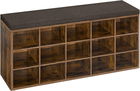 Bancheta cu pantofar Vasagle, 15 compartimente, 105x30x48 cm, max 200 kg, PAL, maro