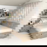 Oferta Pat colt de o persoana AMBRO, 90x200, sertar frontal, Oak cu saltea inclusa