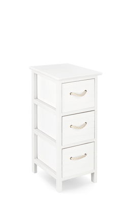 Comoda cu 3 sertare Yvette, Bizzotto, 26x32x62 cm, lemn de paulownia/MDF, alb/natural