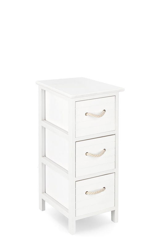 Comoda cu 3 sertare Yvette, Bizzotto, 26x32x62 cm, lemn de paulownia/MDF, alb/natural